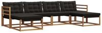 vidaXL Gartenlounge-Set Outdoor-Sofagarnitur 6 stk. Nat&uuml;rlich und Schwarz,...