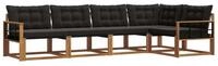 vidaXL Gartenlounge-Set Outdoor-Sofagarnitur 5 stk. Nat&uuml;rlich und Schwarz,...