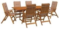 vidaXL Gartenlounge-Set 7-teiliges Garten Essset Natur Massivholz