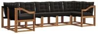 vidaXL Gartenlounge-Set Outdoor-Sofagarnitur 7 stk. Nat&uuml;rlich und Schwarz,...