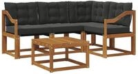 vidaXL Gartenlounge-Set Outdoor-Sofagarnitur 5 stk. Nat&uuml;rlich und Schwarz,...