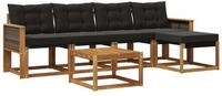 vidaXL Gartenlounge-Set Outdoor-Sofagarnitur 6 stk. Nat&uuml;rlich und Schwarz,...