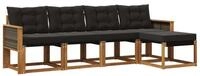 vidaXL Gartenlounge-Set Outdoor-Sofagarnitur 5 stk. Nat&uuml;rlich und Schwarz,...
