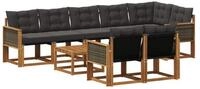 vidaXL Gartenlounge-Set Outdoor-Sofagarnitur 9 stk. Nat&uuml;rlich und Schwarz,...