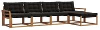 vidaXL Gartenlounge-Set Outdoor-Sofagarnitur 5 stk. Nat&uuml;rlich und Schwarz,...