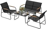 Woltu Gartenlounge-Set, (4-tlg), Gartenm&ouml;bel-Set, 1 Tisch & 1 Zweisitzer-Sofa...