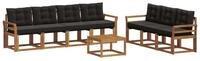 vidaXL Gartenlounge-Set Outdoor-Sofagarnitur 8 stk. Nat&uuml;rlich und Schwarz,...