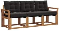 vidaXL Gartenlounge-Set Outdoor-Sofagarnitur 3 stk. Nat&uuml;rlich und Schwarz,...