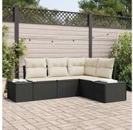 vidaXL Gartensofa, Gartensofa-set 4 pcs Schwarz Poly-Rattan