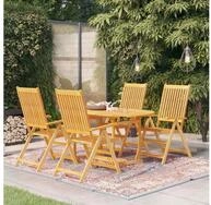 vidaXL Loungeset vidaXL 5-tlg. Garten-Essgruppe Massivholz Teak