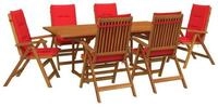 vidaXL Gartenlounge-Set 7-teiliges Garten Essset Natur Massivholz