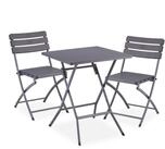 relaxdays Balkonset Balkonm&ouml;bel Set 3-teilig in Holzoptik, (3-tlg., Tisch mit 2