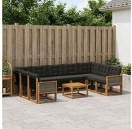 vidaXL Gartenlounge-Set vidaXL Outdoor-Sofagarnitur 10 stk. Nat&uuml;rlich und...