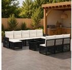 vidaXL Gartenlounge-Set vidaXL Gartensofa-set 11 stk. Schwarz und Cremewei&szlig;