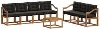 vidaXL Gartenlounge-Set Outdoor-Sofagarnitur 8 stk. Nat&uuml;rlich und Schwarz,...