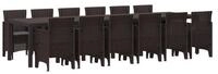 vidaXL Garten-Essgruppe, Garten Essgruppe 13 pcs Braun Polt Rattan