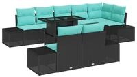 vidaXL Loungesofa Gartensofa-set 9 stk. 8-Sitzanzahl Schwarz und Blau...