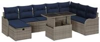 vidaXL Gartenlounge-Set Gartensofa-set 9 stk. Grau Poly-Rattan, (9-tlg)