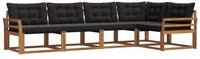 vidaXL Gartenlounge-Set Outdoor-Sofagarnitur 5 stk. Nat&uuml;rlich und Schwarz,...