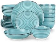 LuxusKollektion Kombiservice Tafelservice 6 Personen Steingut BONBON 24-tlg Blau