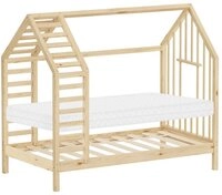 ML-DESIGN Spielbett Hausbett mit Lattenrost, Dach und Fenster, Montessori...