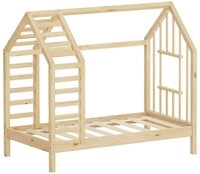 ML-DESIGN Spielbett Hausbett mit Lattenrost, Dach und Fenster, Montessori...
