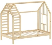 ML-DESIGN Spielbett Hausbett mit Lattenrost, Dach und Fenster, Montessori...