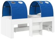 vidaXL Kinderbett 90 x 200 cm Hochbett f&uuml;r Kinder mit Tunnel Wei&szlig; und Blau