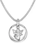 trendor Kette mit Anh&auml;nger 39446, Taufkette 925 Silber Taufring mit Engel