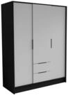 Masseno Dreht&uuml;renschrank CAVA 150,5 cm Kleiderschrank 3 T&uuml;ren und 2 Schubladen