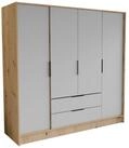 Masseno Dreht&uuml;renschrank CAVA 200 cm Kleiderschrank 4 T&uuml;ren und 2 Schubladen...