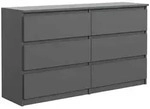 Masseno Kommode NUDO 138,5 cm Sideboard mit 6 Schubladen Anthrazit grau 138.5...