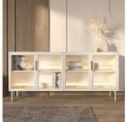 Selsey Sideboard Lumi, Kommode mit 4 Glast&uuml;ren und LED-Beleuchtung, 181 cm