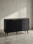 KADIMA DESIGN Kommode Sideboard 120x80x40 cm Anrichte Schwarz mit Eiche-Dekor,