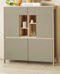 Furn.Design Highboard Finnes (Schrank in Salbei mit Eiche natur, 4-t&uuml;rig, 111...