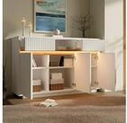 MODFU Sideboard 140x40x85 cm, Wei&szlig; mit LED, 2 Schubladen & 3 T&uuml;ren (Packung,...