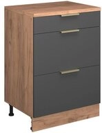 Vicco Kommode Rion, Anthrazit-Gold, 60 x 81.6 cm ohne Schr&auml;ge mit 2 Schubladen