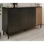 Furn.Design Kommode Biella (in schwarz und Eiche Artisan, 160 x 90 cm), Anti