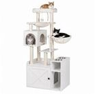 relaxdays Kratzbaum mit Katzenklo-Schrank, wei&szlig;