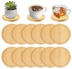 LuxusKollektion Getr&auml;nkeuntersetzer Untersetzer Holz Round 12er Set 9.5cm...