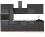 Vicco K&uuml;chenzeile Fame-Line, Anthrazit Hochglanz/Goldkraft Eiche, 310 cm, AP...
