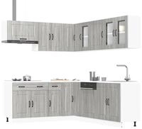 vidaXL H&auml;ngeschrank vidaXL 11-tlg. K&uuml;chenschrank-Set Kalmar Grau Sonoma