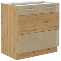 K&uuml;chen-Preisbombe Unterschrank 80 cm Eiche Artisan Cappuccino Hochglanz...