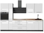 Vicco K&uuml;chenzeile Fame-Line, Wei&szlig; Hochglanz/Anthrazit, 310 cm, AP Eiche wei&szlig;