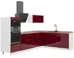 Vicco Winkelk&uuml;che Fame-Line, Bordeaux Hochglanz/Wei&szlig;, 287 x 207 cm, AP Eiche...