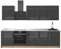Vicco K&uuml;chenzeile Fame-Line, Anthrazit Hochglanz/Goldkraft Eiche, 280 cm, AP...