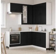 vidaXL H&auml;ngeschrank vidaXL K&uuml;cheneinheit LUCCA 8 stk. Schwarz Holzwerkstoff
