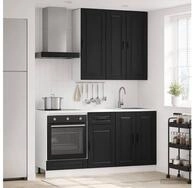 vidaXL H&auml;ngeschrank vidaXL K&uuml;cheneinheit PORTO 5 stk. Schwarz Holzwerkstoff
