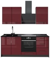 Vicco K&uuml;chenzeile Fame-Line, Bordeaux Hochglanz/Anthrazit, 190 cm ohne...