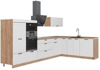 Vicco Winkelk&uuml;che Fame-Line, Wei&szlig; Landhaus/Goldkraft Eiche, 347 x 207 cm, AP...
